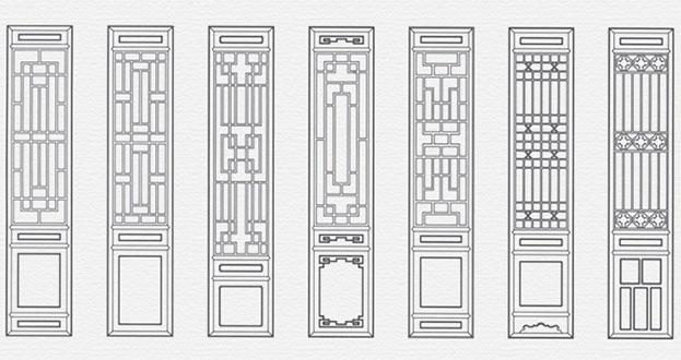 顺平常用中式仿古花窗图案隔断设计图